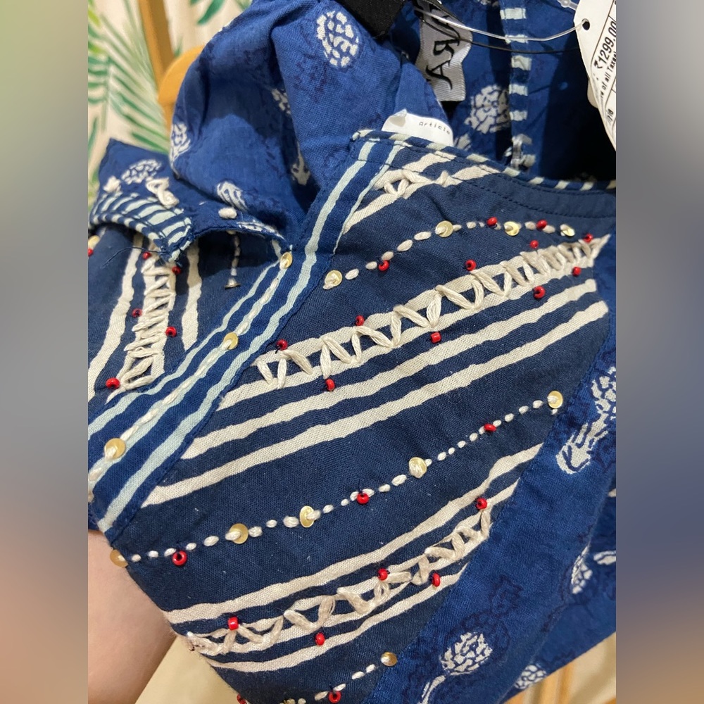 IMARA Indigo Cotton Kurta. - Picture 5 of 7